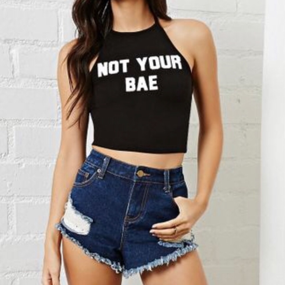 Graphic Crop Halter Top